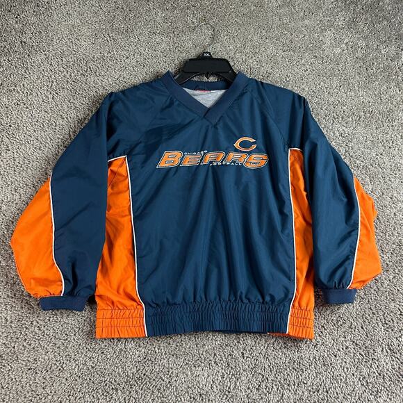 Chicago Bears Jacket Boys Small Blue Orange Lined Pullover NFL Windbreaker - Picture 1 of 12